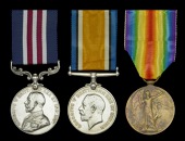 A Great War ‘Western Front’ M.M. group of three awarded to Sergeant A. W. Thomas, 5th Battalion, Oxfordshire and...