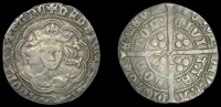 Henry IV or Henry V, Light coinage: Secondary series, Groat, class B2a, mm. pierced cross pattée with central...