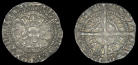 Henry V (1413-1422), Definitive issues, Halfgroat, class E, mm. cross with hollow centre on obv. only, tressure of...