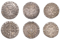 Henry V (1413-1422), Definitive issues, Halfgroats (3), class D, mm. pierced cross with pellet centre on obv. only,...
