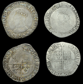 Elizabeth I (1558-1603), Sixth issue, Shillings (2), mm. key (over woolpack on rev.), bust 6B, reads elizab d g ang...