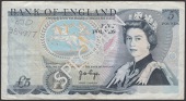 ERROR: Bank of England, John B. Page, £5, 1973, serial numbers completely missing from obverse, and instead printed...