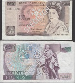 ERROR: Bank of England, David H. F. Somerset, £10, 1980, serial number CW54 168798, with cutting error resulting in...