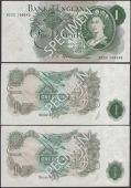 ERROR: Bank of England, John S. Fforde, £1 (3), 15 February 1967, serial numbers B22Z 159542-43, the first with...