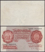 ERROR: Bank of England, Leslie K. O’Brien, 10 Shillings, 21 November 1955, serial number S09Y 465465, with reverse...