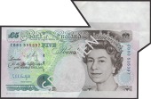 ERROR: Bank of England, Graham E. A. Kentfield, £5, 1993, serial number CB80 535397, with large flap of extra paper...