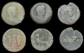 Roman Provincial Coinage, EGYPT, Alexandria, Hadrian, Æ Drachms (3), yr 2 [117-18], rev. Tyche reclining left on...