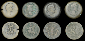 Roman Provincial Coinage, EGYPT, Alexandria, Antoninus Pius, Æ Drachms (4), yr 2 [138-9], rev. Nilus riding left on...