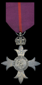 The Most Excellent Order of the British Empire, O.B.E. (Military) Officer’s 1st type breast badge, silver-gilt,...