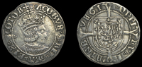 Scotland, James V, Second coinage, Groat, type III, Edinburgh, nine pellets in crown, trefoil in field behind head...