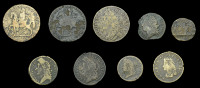 Ireland, James II, Gunmoney coinage, Crowns (2), both 1690 (S 6577-8), Halfcrowns (2), Shillings (3), Sixpence,...