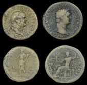 Roman Imperial Coinage, Vespasian, Sestertius, Rome, 71, rev. Pax standing left, holding branch and cornucopia,...