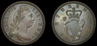 Ireland, George III, London coinage, Proof Halfpenny, 1775, edge plain, 10.49g/12h (S 6614). Minor spotting on...