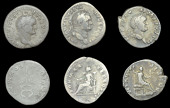 Roman Imperial Coinage, Vespasian, Denarii (3), all Rome, 73, rev. Emperor seated left, holding branch and sceptre,...