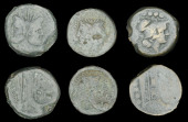 Roman Republican Coinage, Anonymous, Triens, Rome, 215-212, helmeted head of Minerva right, four pellets above, rev....