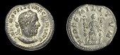 Roman Imperial Coinage, Macrinus, Denarius, Rome, 217-18, laureate and cuirassed bust right, rev. Fides standing...