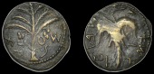 Jewish Coinage, BAR KOCHBA REVOLT (132-5), Æ 25mm, year 2 [133-4], palm tree with seven branches, rev. grape leaf,...