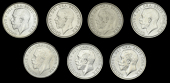 George V (1910-1936), Shillings (7), 1911, 1914, 1915, 1918, 1926, 1930, 1936 (ESC 3799, 3803-4, 3807, 3825, 3837,...