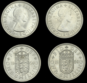Elizabeth II (1952-    ), Sterling issues, Shillings (2), 1959 Scottish, 1964 English (ESC 4478, 4502; S 4147-8)...