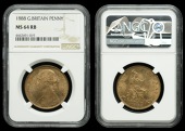 Victoria (1837-1901), Penny, 1888 (F 126; BMC 1740; S 3954). Extremely fine, almost full original colour [slabbed...