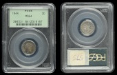Victoria (1837-1901), Threepence, 1844 (ESC 3370; S 3914). About as struck, deep attractive tone [slabbed PCGS MS...