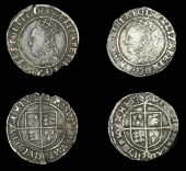 Elizabeth I (1558-1603), Third issue, Halfgroats (2), both mm. coronet, bust 4D, reads elizabeth d g ang fr et hi...