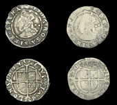 Elizabeth I (1558-1603), Sixth issue, Halfgroats (2), both mm. hand, bust 6E, read e d g rosa sine spina, normal...