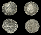 Elizabeth I (1558-1603), Third issue, Threehalfpence (2), both 1561, mm. pheon, bust 3G, medium flan, medium inner...