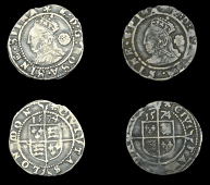 Elizabeth I (1558-1603), Fourth issue, Threehalfpence (2), 1574/2, mm. eglantine (over ermine on rev.), bust 3G,...