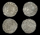 Elizabeth I (1558-1603), Second issue, Pennies (2), both mm. martlet, bust 3H, beaded inner circles, large shield,...