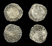 Elizabeth I (1558-1603), Third issue, Pennies (2), mm. coronet, bust 3I, beaded inner circles, reads e d g rosa sine...