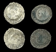 Elizabeth I (1558-1603), Fifth issue, Pennies (2), mm. Greek cross, bust 5B, beaded inner circles, reads · e : d :...