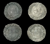 Elizabeth I (1558-1603), Sixth issue, Pennies (2), mm. escallop (over A on obv.), bust 5B, beaded inner circles,...