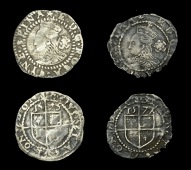 Elizabeth I (1558-1603), Fourth issue, Threefarthings (2), 1576/5, mm. eglantine, bust 5B, reads e d g rosa sine...