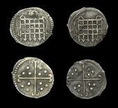 Elizabeth I (1558-1603), Sixth issue, Halfpence (3), no mm., 0.20g/1h, mm. escallop over A, 0.21g/12h, mm. escallop,...
