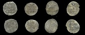 Elizabeth I (1558-1603), Sixth issue, Halfpence (4), mm. woolpack, 0.16g/11h, mm. key over woolpack, 0.26g/11h, mm....
