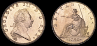 George III (1760-1820), Pre-1816 issues, Pattern Halfpenny, 1790 (early Soho), by J.-P. Droz, in brown-gilt copper,...