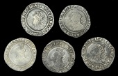 Elizabeth I (1558-1603), Fourth issue, Sixpences (5), all 1572, mm. ermine, bust 4B, read elizabeth d g ang fr et hi...