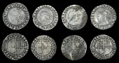 Elizabeth I (1558-1603), Fourth issue, Sixpences (4), 1574, 2.68g/5h, 1575/4, 2.91g/10h, 1575, 3.00g/5h, 1576,...