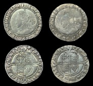 Elizabeth I (1558-1603), Fifth issue, Sixpences (2), both 1578/7, mm. Greek cross (over eglantine on rev.), bust 5A,...