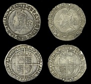 Elizabeth I (1558-1603), Fifth issue, Sixpences (2), both 1580/79, mm. Latin cross over Greek cross, 3.11g/9h, mm....