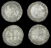 Elizabeth I (1558-1603), Sixth issue, Sixpences (2), both 1593, mm. tun, bust 6C, reads elizab d g ang fr et hib...