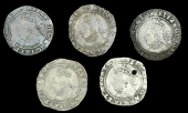 Elizabeth I (1558-1603), Sixth issue, Sixpences (5), 1598, mm. anchor, 2.73g/5h (BCW AN-2:AN-c), 1599/6, mm. anchor...