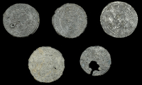 Elizabeth I (1558-1603), Miscellaneous, Jetons and counters: Francophile issues (5), crowned shield, revs. crowned...