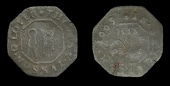 Wales, BRECKNOCK, Brecon, Thomas Juxson, octagonal Halfpenny, 1669, 1.01g/6h (Boon 15b; N 6376 rev., different...