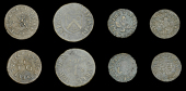 Ireland, Co DUBLIN, Dublin, Lewis Desmenieres, Pennies (3), 0.88g/6h, 0.77g/6h (both N 6229; BW. 309), 2.46g/12h (N...
