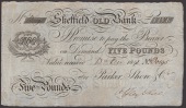 Sheffield Old Bank, for Parker, Shore & Co., £5, 13 December 1841, serial number D0195, signature of Ottley Shore,...