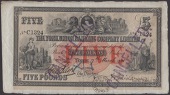 York Union Banking Company, £5, York, 7 March 1901, serial number C1324, two purple CANCELLED stamps, pinholes,...