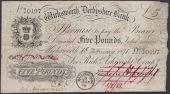 Wirksworth and Ashbourn Derbyshire Bank, for Richd. Arkwright & Compy., £5, 6 February 1871, serial number W/J...