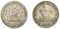 Cheshire, Stockport, Thomas Cartwright, George and Ralph Ferns, Shilling, 1812, bee-hive and 15 bees, rev. female...